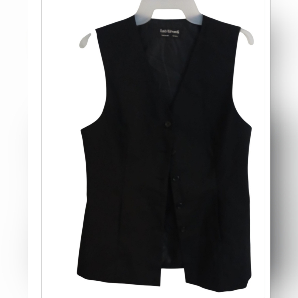 Pre-loved Women's Black Button-Up Vest.